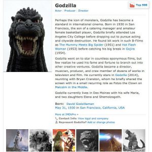 Godzilla’s IMDb Page