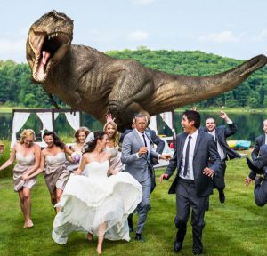 Jeff Goldblum Forced to Outrun Dinosaur Again in this ‘Jurassic Park’ Wedding Photo