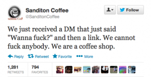 Coffee Shop Says No to Sex on Twitter
