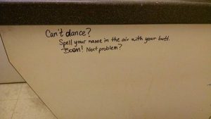 Bathroom Graffiti Gives Suggestion that Makes Dancing Easy for Anyone