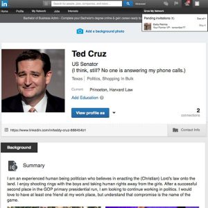 Ted Cruz’s Updated LinkedIn Profile